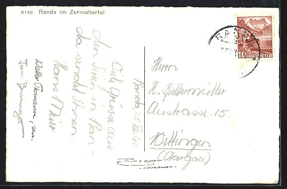 Cartoline postali: Randa im Zermattertal, Teilansicht mit K – Usato da Berlin venduto da bartko-reher 1