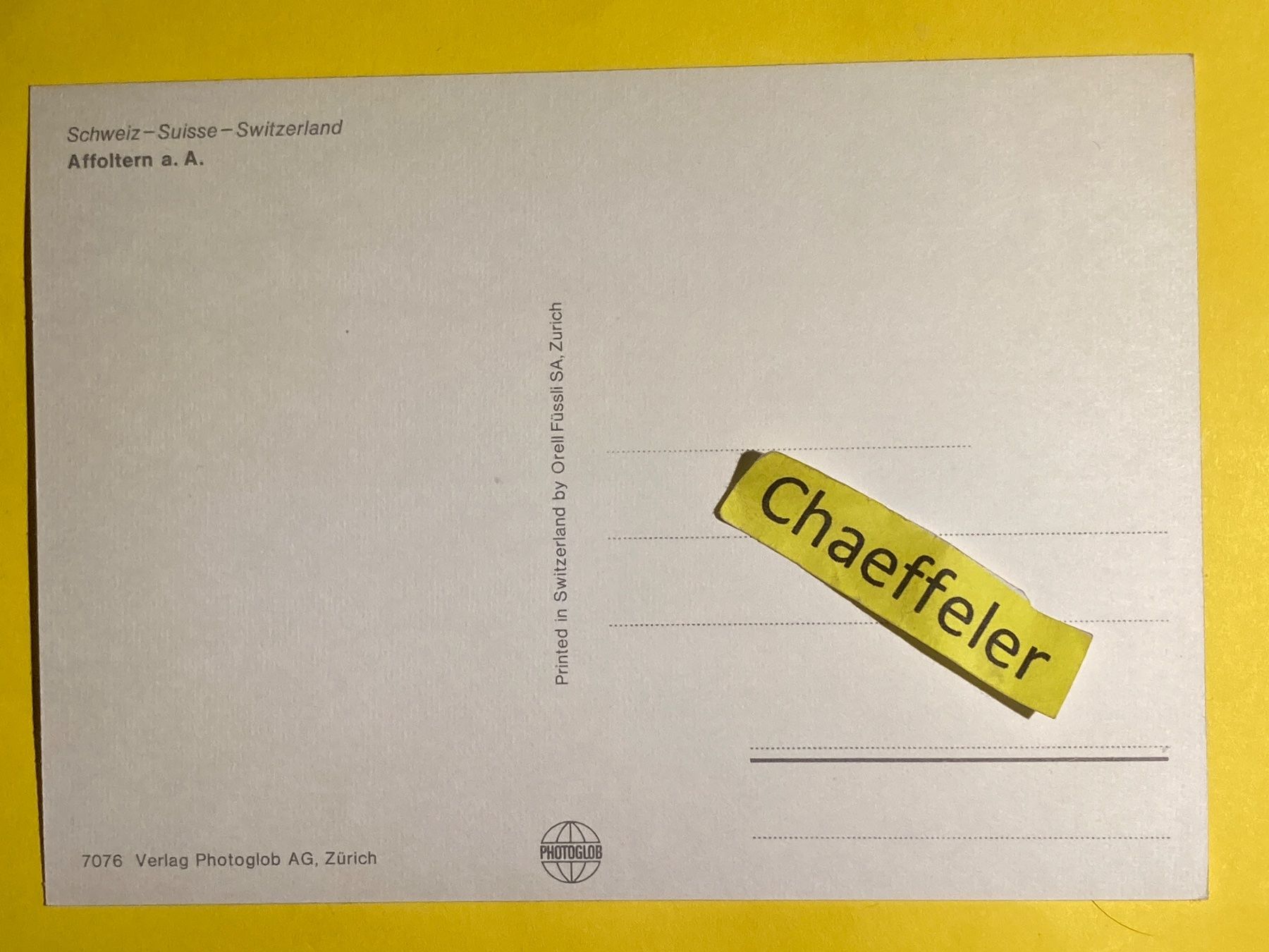 Ansichtskarten: Affoltern a. Albis – Gebraucht aus Zürich von Chaeffeler 1