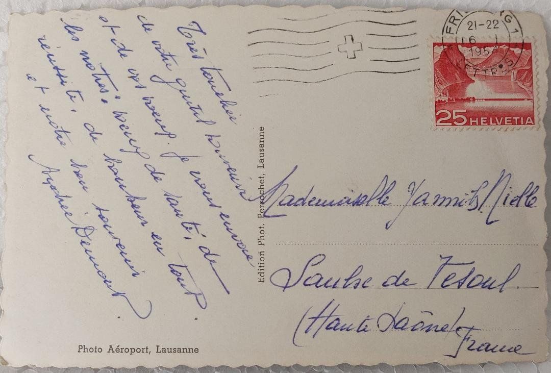 Cartoline postali: FRIBOURG - Vu d'avion - 1954 – Usato da Delémont venduto da Domdom1 1