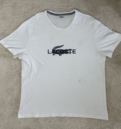 T-shirt Lacoste blanc gros logo - Taille 7 / XXL