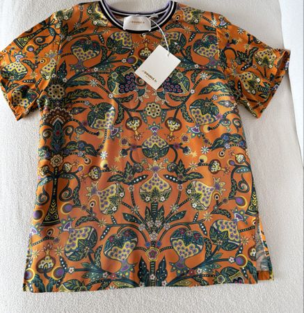 T-shirt DOUBLE JÉ, arancione, fantasia, taglia M, nuovo