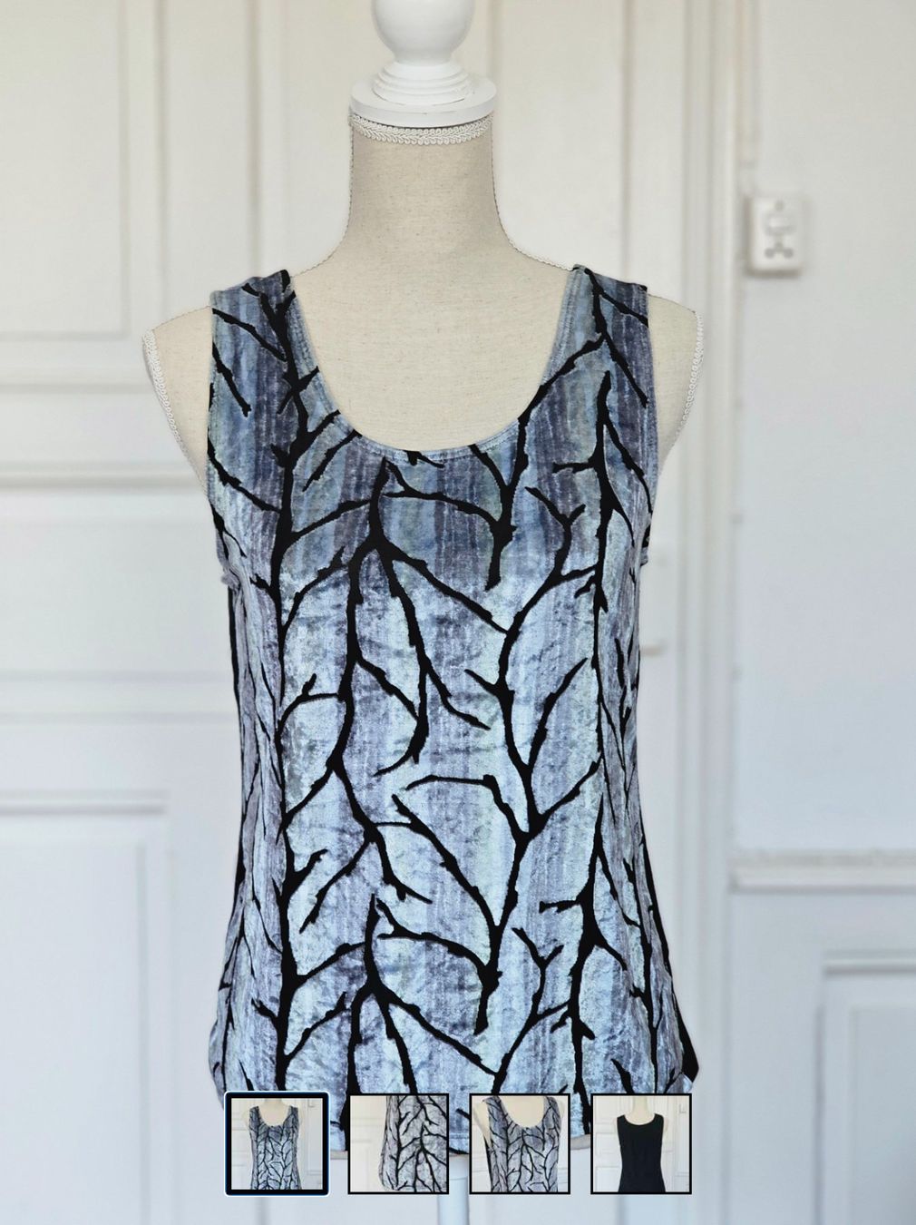 Top: Vintage Top Grau/Silber Schwarz Samt Gr. M – Usato da Ried-Brig venduto da Zzyzx