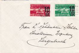 Brief Basel nach Langenbruck, 1938, mit Flugpost-Briefmarken