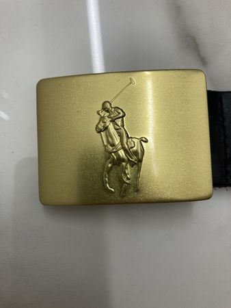 Polo Ralph Lauren Gürtel gold Schnalle schwarzes Leder Gr.95