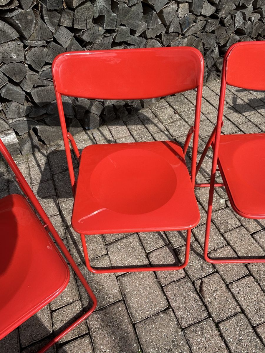 Ikea Sedie: 4x Chaises pliantes rouges IKEA, rétro – Usato da Thierrens venduto da Bigla 2
