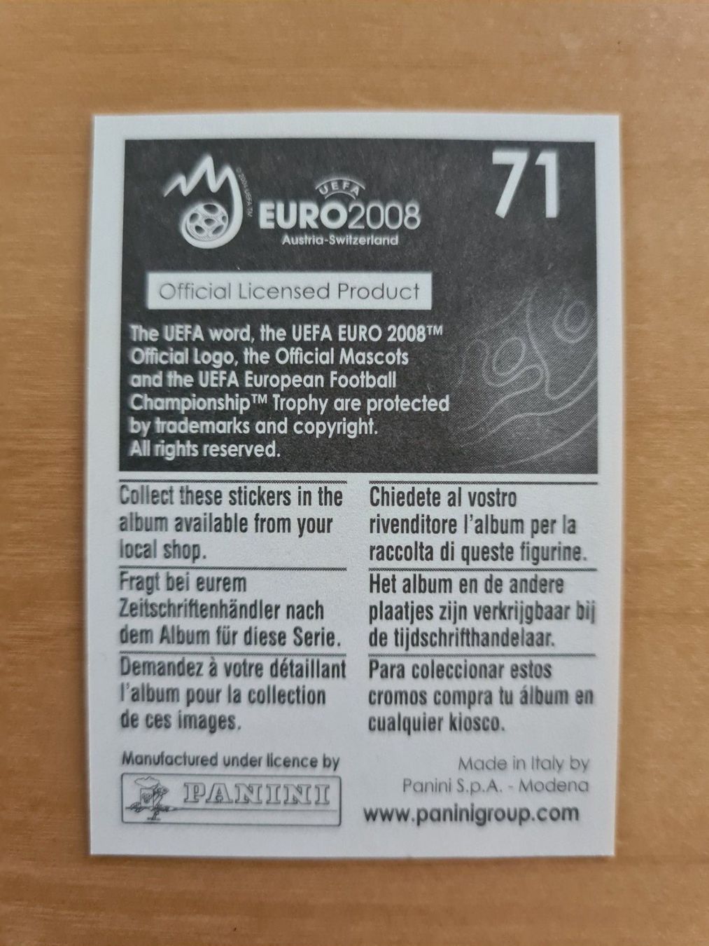 Panini Carte collezionabili: Panini UEFA EURO 2008 Nr. 71 Pascal Zuberbühler – Usato da Oberwil BL venduto da Spieltopia 1