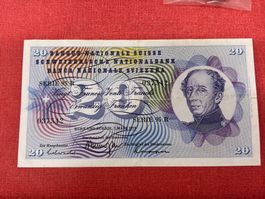 20 Franken Banknote 7.März 1973 wenig gebraucht