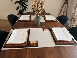 Platzset/Tischset (4xTeller, 4xGlass, Bambus, doppelseitig)