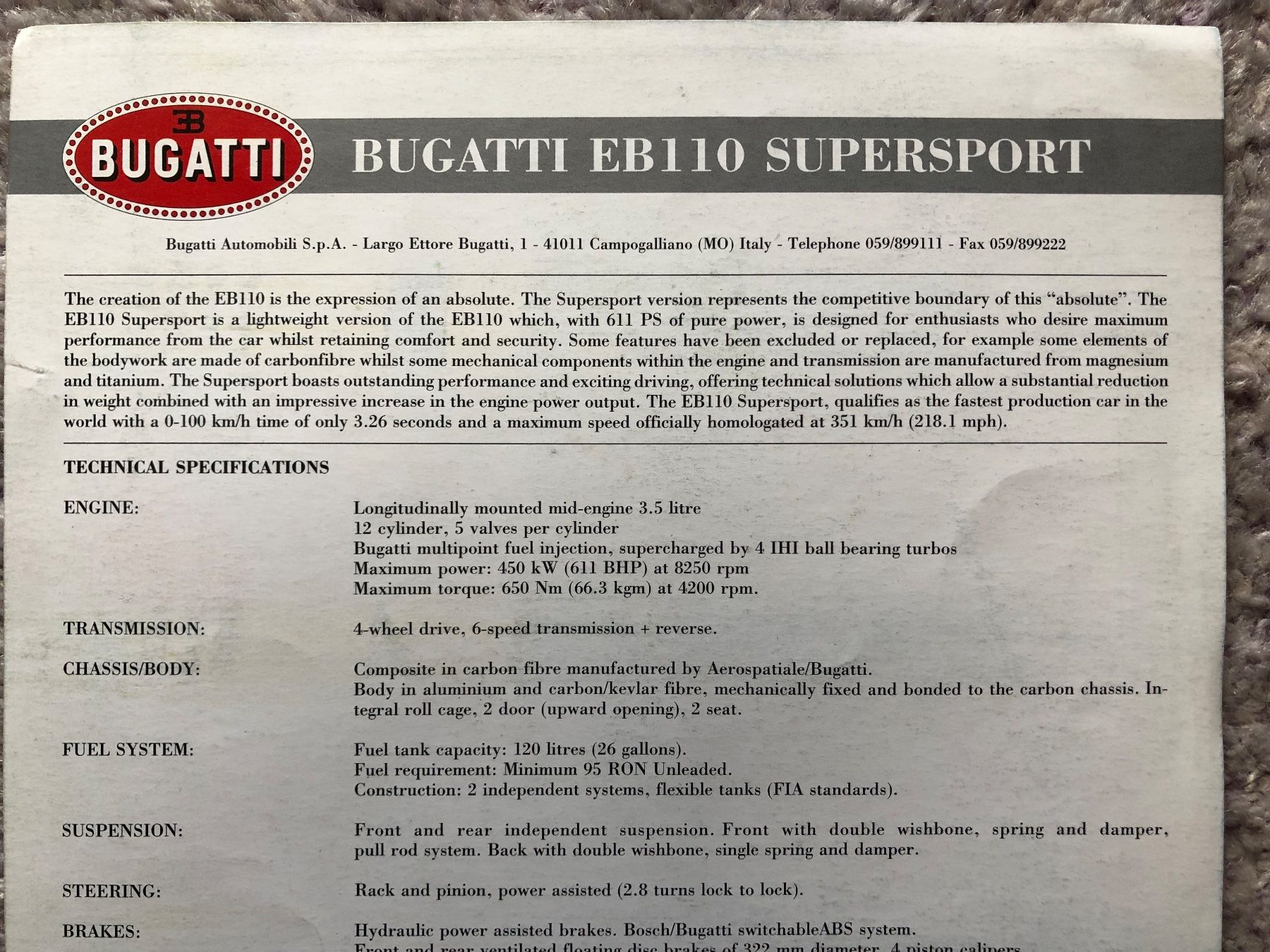 Bugatti Autos: Bugatti EB110 SUPERSPORT – Gebraucht aus Morrens VD von kawah2 2