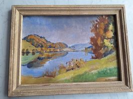 LANDSCHAFTS-AQUARELL 1945 - SIGNIERT