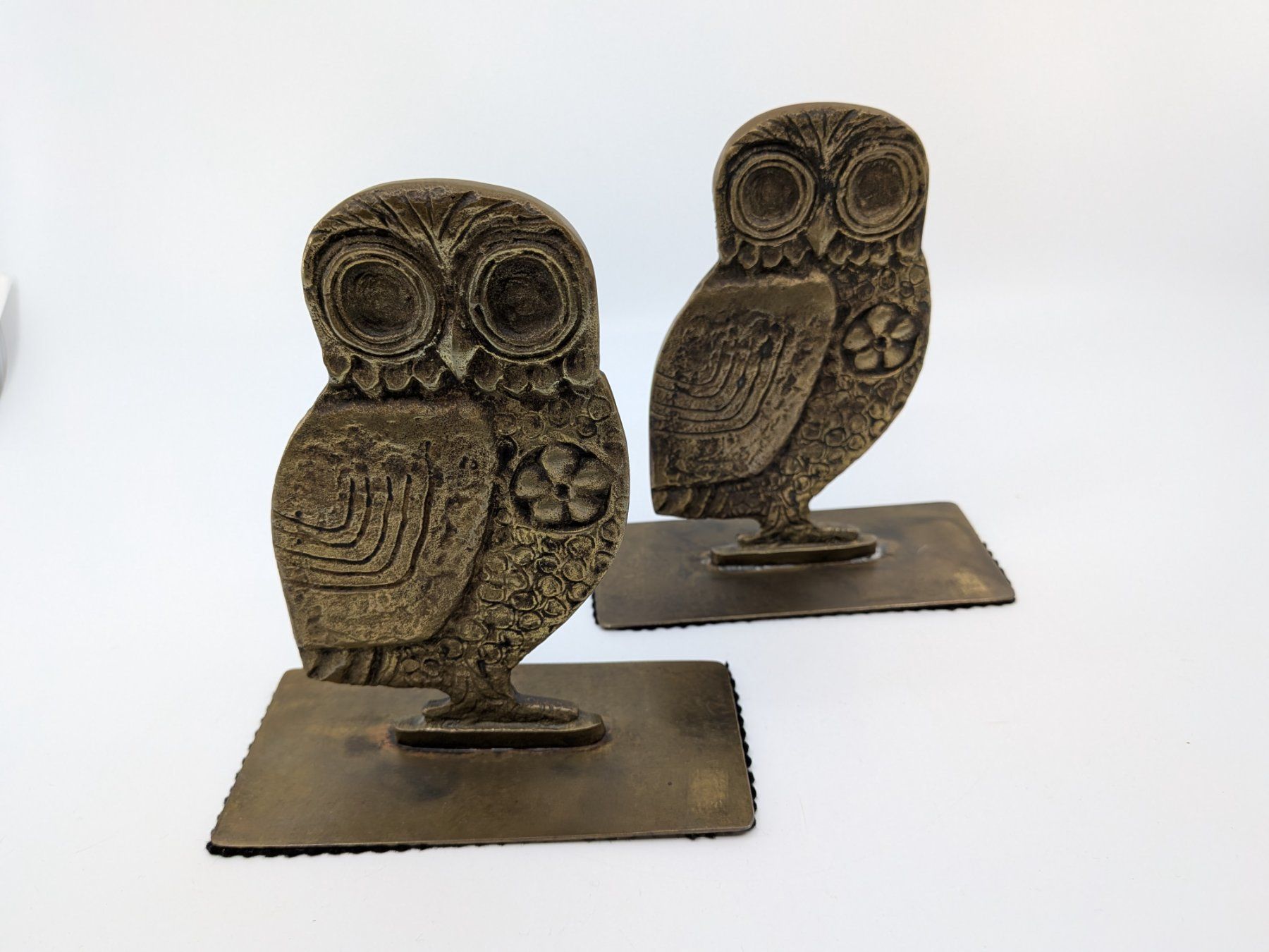 Statuette: 2 Steinlin Eulen Buchstützen aus Messing – Usato da Emmen venduto da magelan