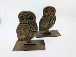 2 Steinlin Eulen Buchstützen aus Messing