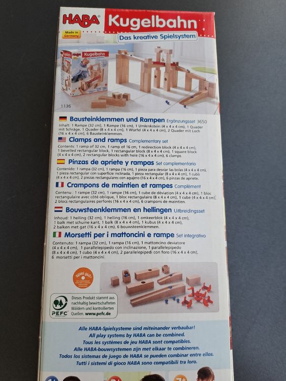 HABA Kugelbahn Ergänzungsset 3650 Bausteinklemmen und Rampen (Neu und ...