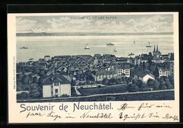 Litho Neuchatel, Neuchatel et les Alpes