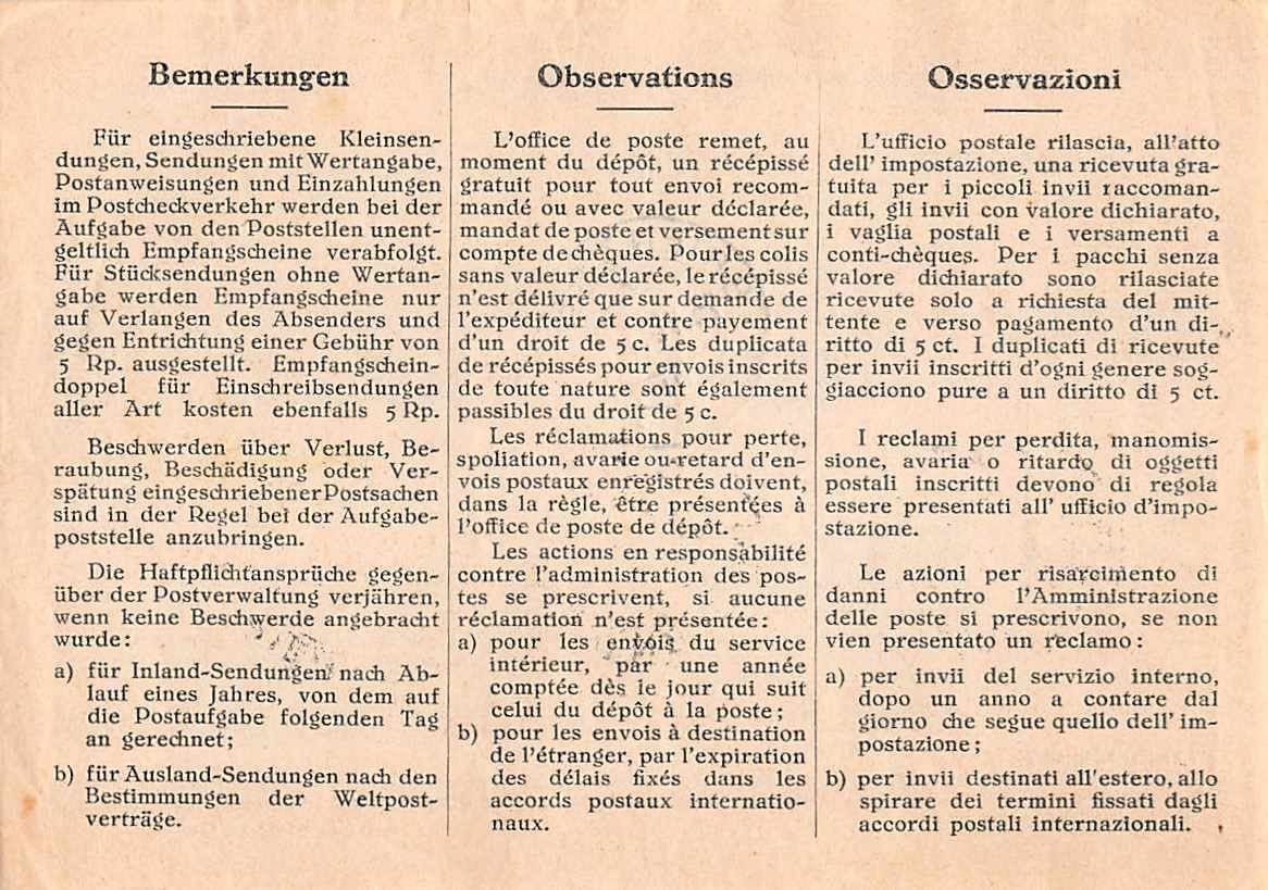 Carta: Empfangsschein mit seltenem Papier 1938 – Usato da Winterthur venduto da SchatzchischtliWinti 1