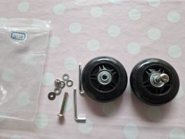 2x Rollen, 76x24mm, mit Zubeh. f. Koffer/Trolley.