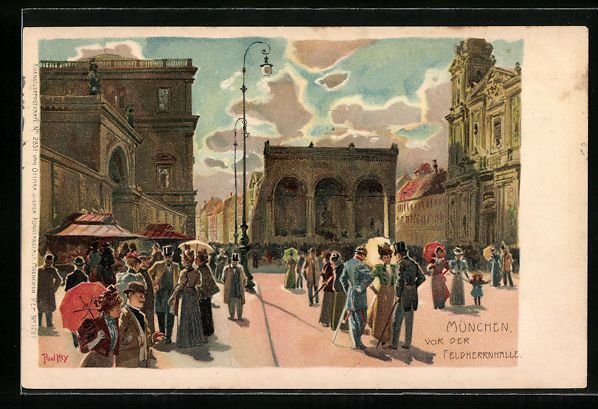 Cartes postales: Paul Hey: München, Passanten vor der Fe – D'occasion à Berlin par bartko-reher