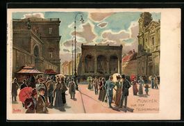 Paul Hey: München, Passanten vor der Fe