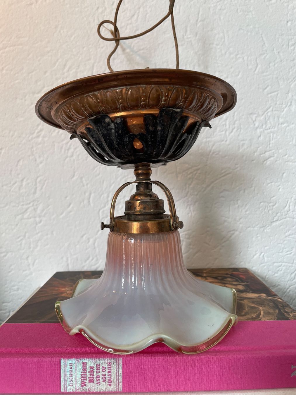 Lampes: Antike Jugendstil Deckenlampe Glas, Kupfer – D'occasion à St. Gallen par Shazzz 1