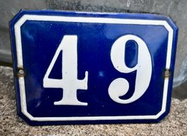 antik Emailschild Hausnummer 49 emaille 13.7 x 9.8cm gewölbt