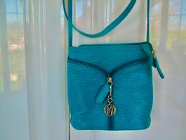 SAC EN BANDOULIERE NIKA CUIR BLEU - VERT NEUF
