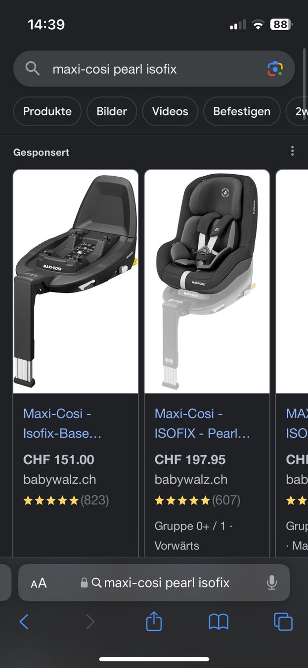 Seggiolini per auto: Isofix Station und Pearl Sitz (fast gratis!!!) – Usato da Hochdorf venduto da Forestgreen 4