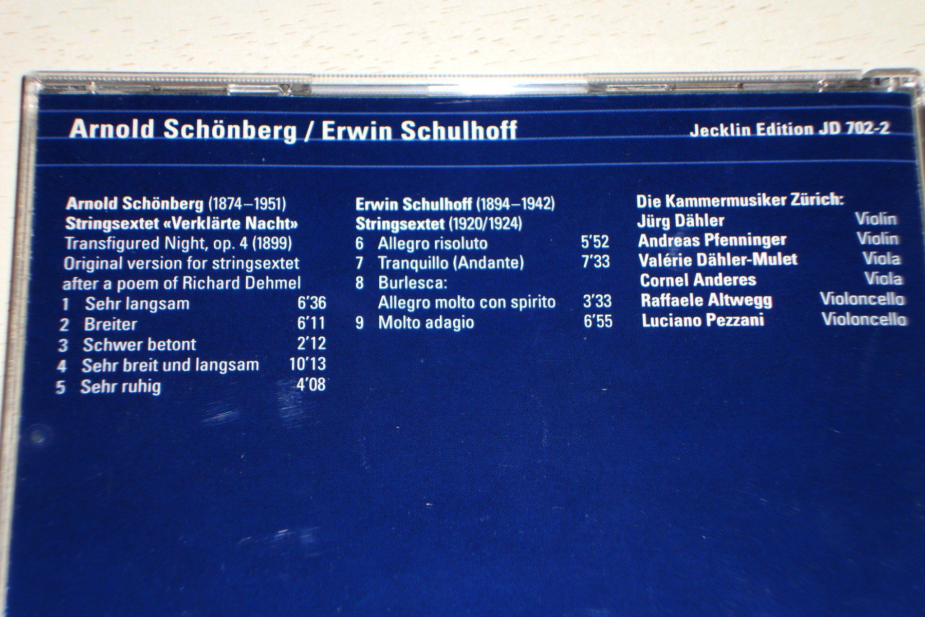 CD: Arnold Schönberg- Transfigured Night, Erwin Schulhoff-String – Usato da Engelberg venduto da margol 2