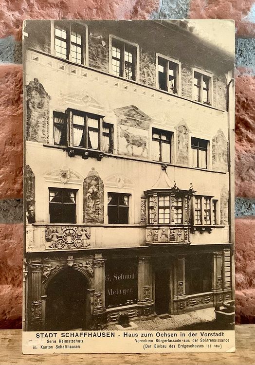 1911 Antike AK HAUS ZUM OCHSEN in der Vorstadt Schaffhausen Acheter sur Ricardo
