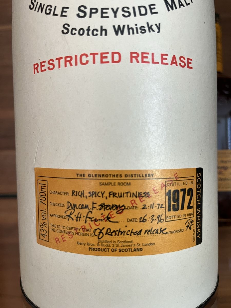 Glenrothes Bevande alcoliche: Glenrothes 1972 restricted release – Nuovo e nell'imballaggio originale da Therwil venduto da MRa77 1