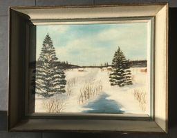 GEMÄLDE LANDSCHAFTSBILD WINTER SIGNIERT WENGER