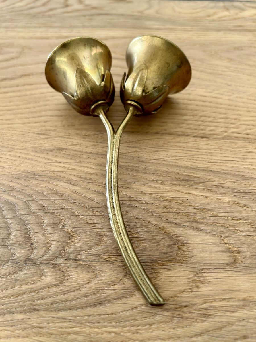Campanacci mucche: Vintage Doppelglocke aus Messing Blumenform – Usato da Wettingen venduto da Mmccl 6