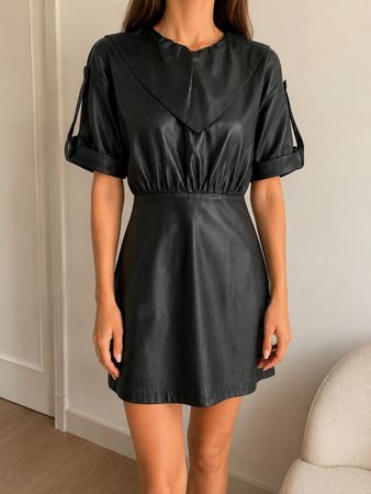 ZARA Leather Dress Black Size S Used Condition