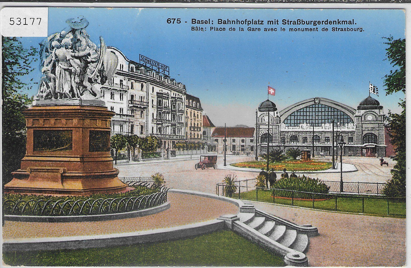 Cartoline postali: Basel - Bahnhofplatz mit Strassburgerdenkmal - Litho – Usato da Ettingen venduto da Kartenplanet