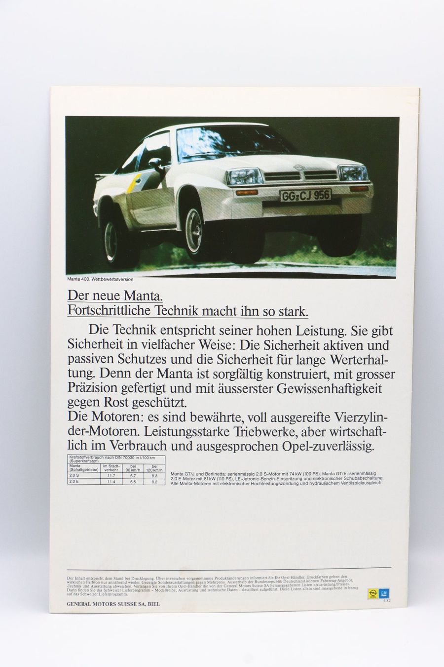 Opel Documenti: Opel Manta 1982 Prospekt – Usato da Bühl b.Aarberg venduto da Collectorpassions 1