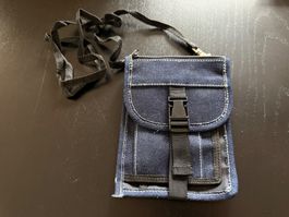 Jeans Umhängetasche / Brustbeutel mit vielen Fächern
