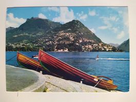 Lugano, Ruderboote, Wasserskifahrer dat. 1968