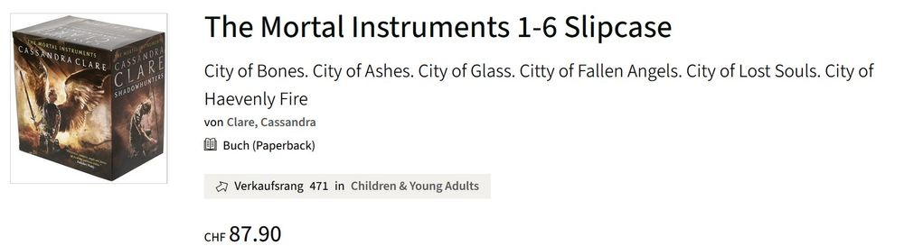 The Mortal Instruments 1-6 Slipcase Shadowhunters Serie ENGL (Gebraucht ...