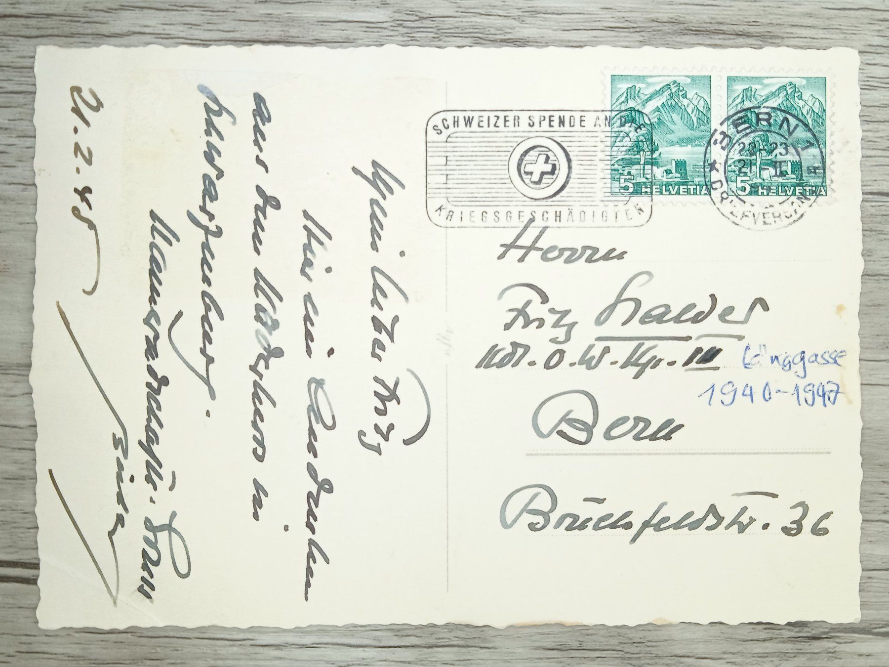 Tutti i francobolli: TR72 Carte Postale + Timbre Suisse 1948 – Usato da Cousset venduto da Patrick_Collections 1