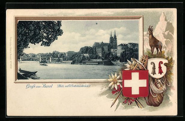Ansichtskarten: Passepartout-Lithographie Basel, Pfalz m – Gebraucht aus Berlin von bartko-reher