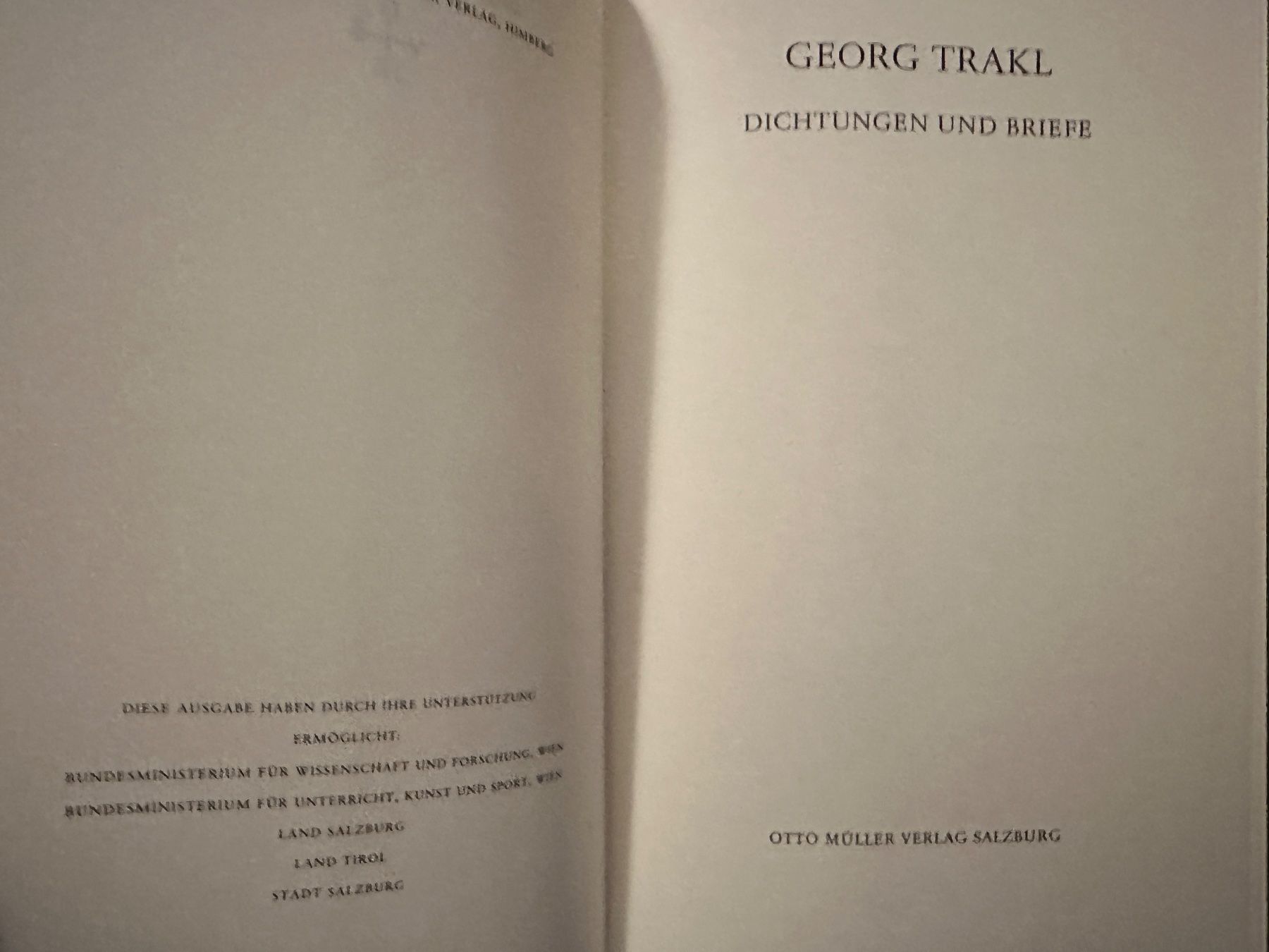 Libri: Georg Trakl: Dichtungen und Briefe. 2 Bde. – Usato da Zürich venduto da allp 7
