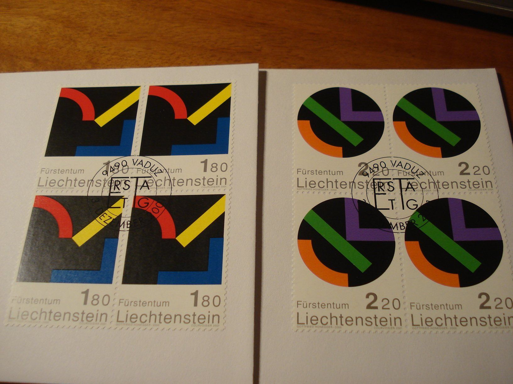 Alle Briefmarken: Liechtenstein 2001, Moderne Kunst, Satz, Einzel + 4erbl – Gebraucht aus Niederwil AG von morostahu