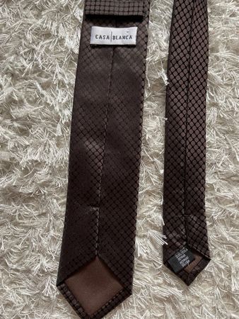 Cravate CASA BLANCA homme marron motif losange soie 100%