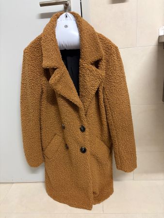 Warmer Teddy Mantel in Caramel Grösse L
