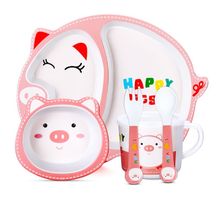 KINDER GESCHIRR-SET Eco Bambo " HAPPY PIGGY"