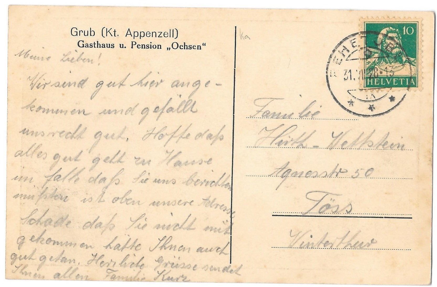 Cartoline postali: Grub Gasthaus zum Ochsen – Usato da Olten venduto da clotaldi 1