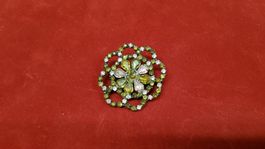 Vintage Brosche/Anstecknadel mit Strass, Grün, neuwertig