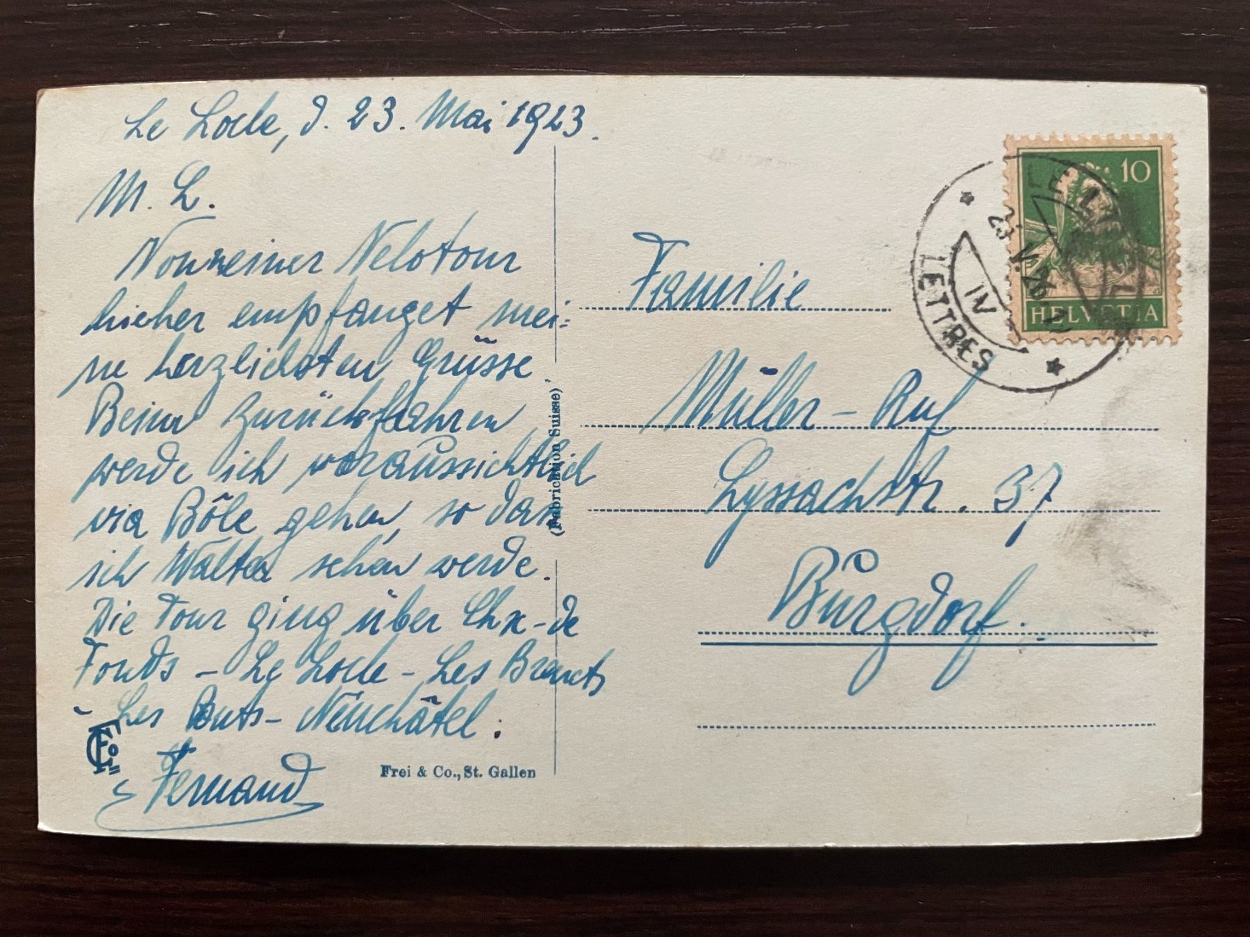 Ansichtskarten: LE LOCLE Une partie du village, animée, Oldtimer – Gebraucht aus Wald ZH von TLILEF 1
