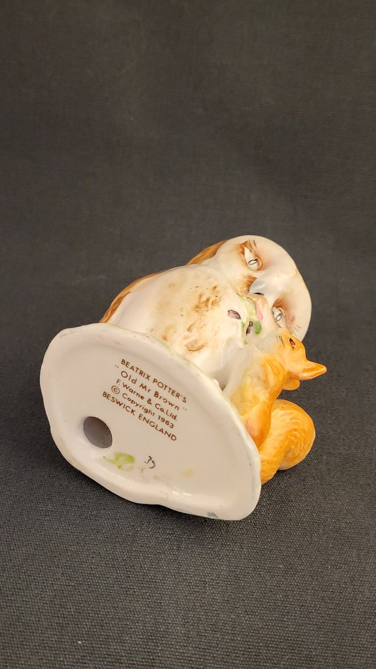 Statuette: Porzellanfigur BEATRIX POTTER Eule und Eichhörnchen – Usato da Basel venduto da spinne02 6