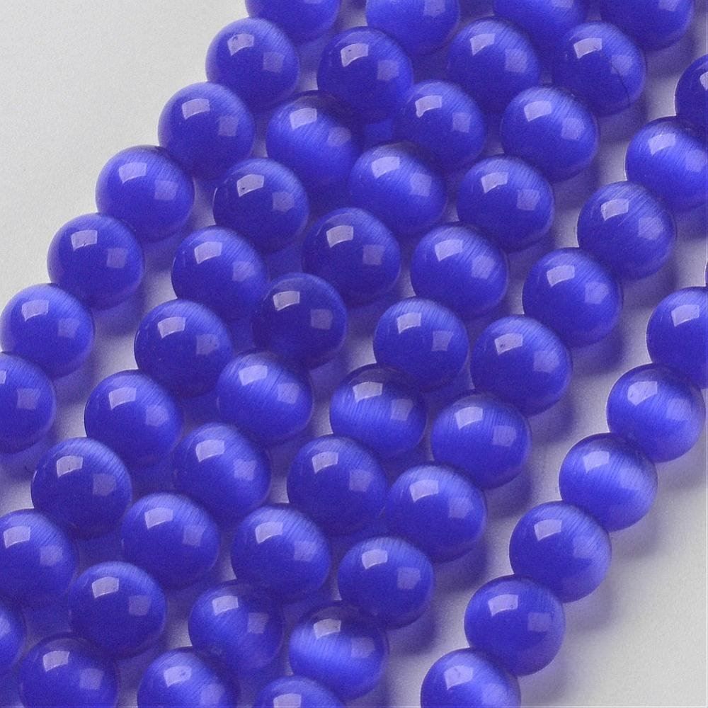 Perle (finte): 8 Cateye Glasperlen  dunkelblau   6mm – Nuovo (secondo la descrizione) da Alpnachstad venduto da perlengaby 1