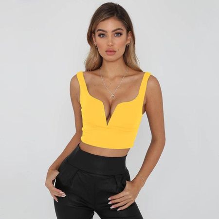 Sommertop gelb mit tiefem Ausschnitt Gr. M